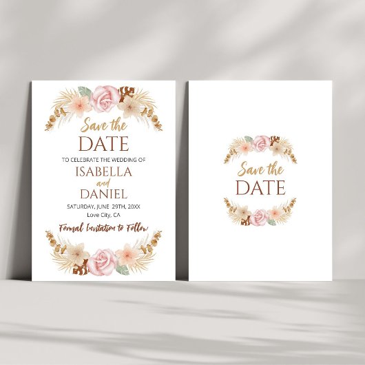 Boho Floral Earth Tones Wedding Bewaar de datum Save The Date
