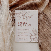 Boho Floral Earthy Beige Wedding Invitation Kaart