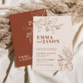 Boho Floral Earthy Beige Wedding Invitation Kaart