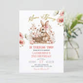 Boho Floral Easter Bunny Birthday Kaart (Staand voorkant)
