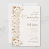 Boho Floral Eerste Communie Jongen Kaart (Voorkant)