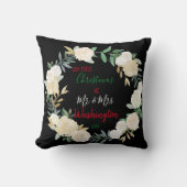 Boho Floral Eerste Kerstdag Gepersonaliseerd Kussen (Voorkant)