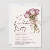 Boho Floral Elegant 40e verjaardag Kaart (Voorkant)