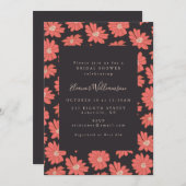 Boho Floral Elegant Black Red Vrijgezellenfeest Kaart (Voorkant / Achterkant)