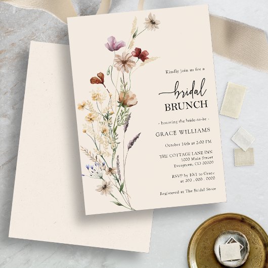 Boho Floral Elegant Bridal Brunch Uitnodiging