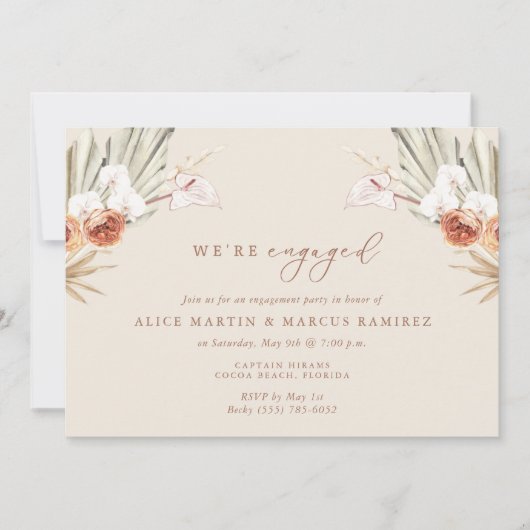 Boho Floral Elegant Engagement Party Kaart (Voorkant)