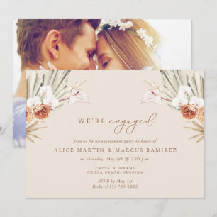Boho Floral Elegant Engagement Party Kaart