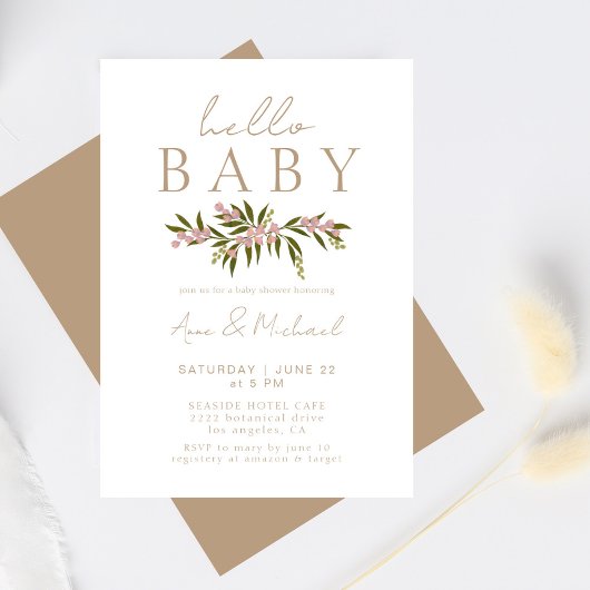 Boho Floral Elegant Genderneutraal Baby shower Kaart
