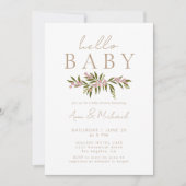 Boho Floral Elegant Genderneutraal Baby shower Kaart (Voorkant)