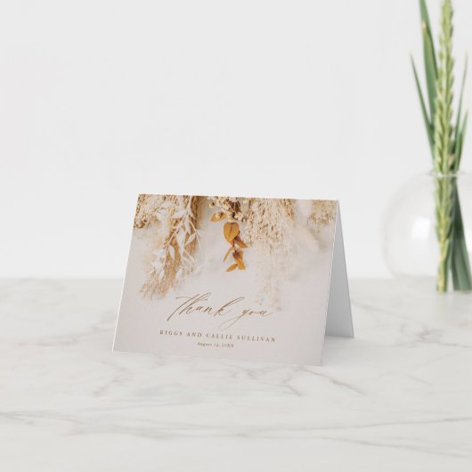 Boho Floral Elegant Script Wedding Bedankkaart (Voorkant)