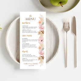 Boho Floral Elegante Boheemse aardetinten bruiloft Menu