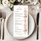 Boho Floral Elegante Boheemse aardetinten bruiloft Menu