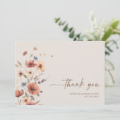 Boho Floral Elegante herfst bruiloft dank u kaart (Staand voorkant)