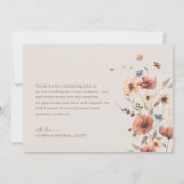 Boho Floral Elegante herfst bruiloft dank u kaart (Achterkant)