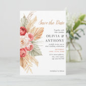 Boho Floral Elegante Herfst Zomer Bruiloft Kaart (Staand voorkant)