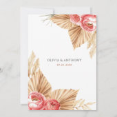 Boho Floral Elegante Herfst Zomer Bruiloft Kaart (Achterkant)