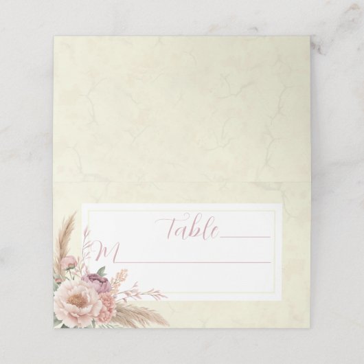 Boho Floral Elegante Trouwstoel Plaats Kaarten Plaatskaartje (Buitenkant ongevouwen)