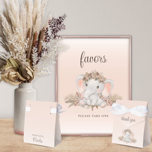 Boho Floral Elephant Baby shower dank u Bedankdoosjes