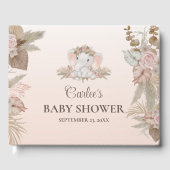 Boho Floral Elephant Baby shower Gastenboek (Voorkant)