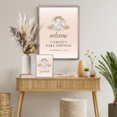 Boho Floral Elephant Baby shower Gastenboek teken Poster