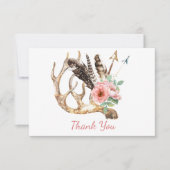 Boho Floral en Antler Hartelijk dank Kaart (Voorkant)