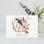 Boho Floral en Antler Hartelijk dank Kaart (Staand voorkant)