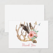 Boho Floral en Antler Hartelijk dank Kaart (Voorkant / Achterkant)