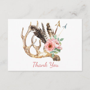Boho Floral en Antler Hartelijk dank Kaart