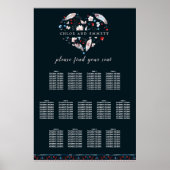 Boho Floral en Feathers 13-Table Seating Chart Poster (Voorkant)