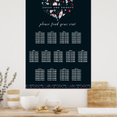 Boho Floral en Feathers 13-Table Seating Chart Poster (Keuken)