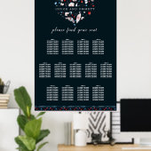 Boho Floral en Feathers 13-Table Seating Chart Poster (Thuiskantoor)
