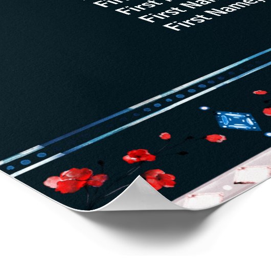 Boho Floral en Feathers 16-Tabel Zetel Poster (Hoek)