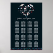 Boho Floral en Feathers 16-Tabel Zetel Poster (Voorkant)