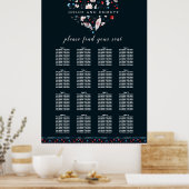 Boho Floral en Feathers 16-Tabel Zetel Poster (Keuken)