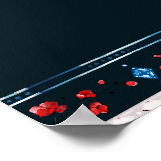 Boho Floral en Feathers 17-Table Seating Chart Poster (Hoek)