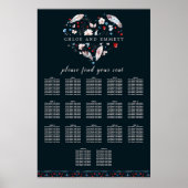 Boho Floral en Feathers 17-Table Seating Chart Poster (Voorkant)