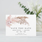 Boho Floral en Pampas bruiloft Save the Date Kaart (Staand voorkant)