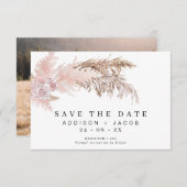 Boho Floral en Pampas bruiloft Save the Date Kaart (Voorkant / Achterkant)