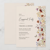 Boho Floral Engagement Party Kaart (Voorkant / Achterkant)