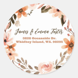 Boho Floral Envelope Address Seal Ronde Sticker