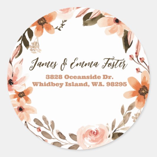Boho Floral Envelope Address Seal Ronde Sticker (Voorkant)