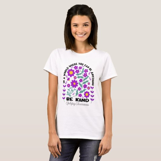 Boho Floral Epilepsy Awareness Be Kind T-shirt (Voorkant volledig)
