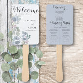 Boho Floral Eucalyptus Dusty Blue Wedding Program Handwaaier