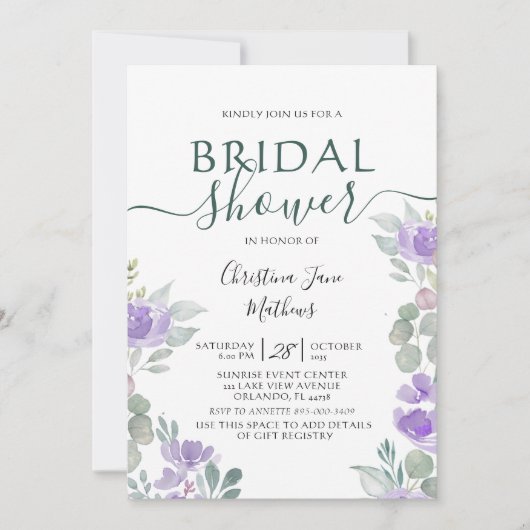 Boho Floral Eucalyptus Paars Vrijgezellenfeest Kaart (Voorkant)