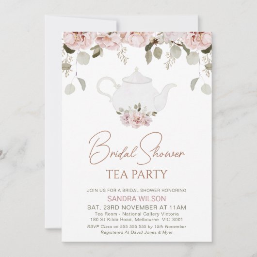 Boho Floral Eucalyptus Tea Party Vrijgezellenfeest Kaart (Voorkant)