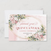 Boho Floral Eucalyptus Thank You Card Blush Pink Bedankkaart (Voorkant)