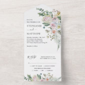 Boho Floral Eucalyptus Waterverf Wedding All In One Uitnodiging (Binnen)