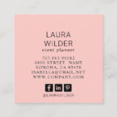 Boho Floral Event Planner Pink Square Business Vierkante Visitekaartje (Achterkant)