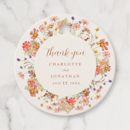 Boho Floral Fall Wedding Dank u Bedankjes Labels (Voorkant)