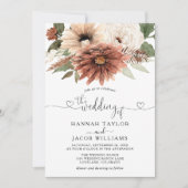 Boho Floral Fall Wedding QR Code RSVP Kaart (Voorkant)